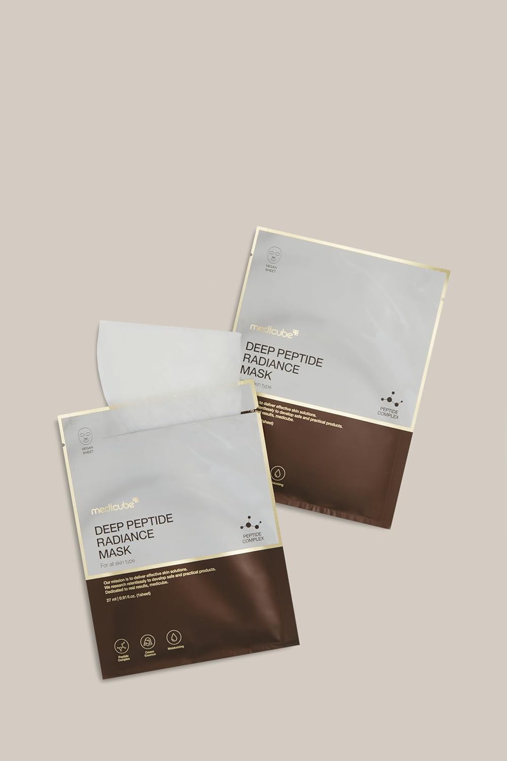 Medicube Deep Peptide Radiance Mask | Hydrating, Elasticity-Enhancing, & Plumping Facial Mask | Quadruple Peptide & Hyaluronic Acid | Vegan-Approved Sheet Mask | K-Beauty Skincare | 4 Packs Only